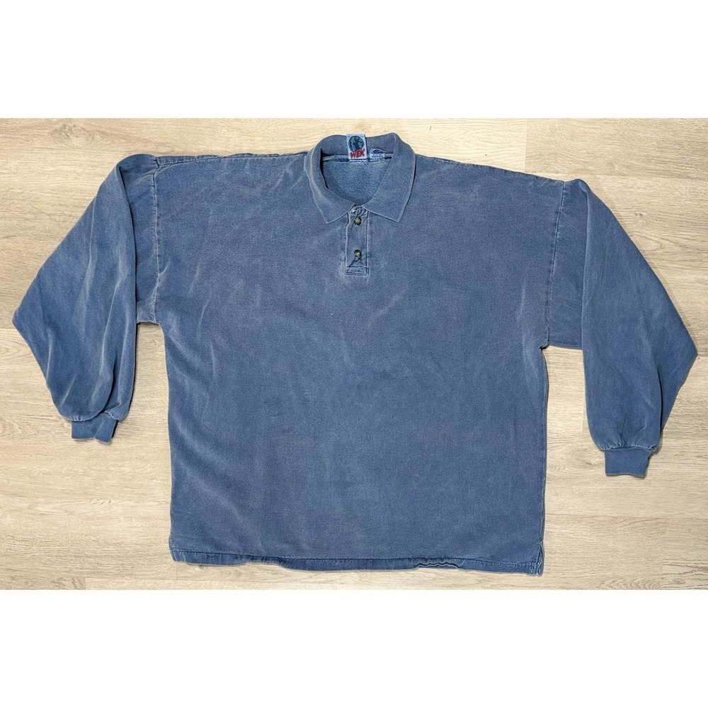 VTG Wek Denim Shirt Mens XXL Denim Pullover Banded Bottom 80s USA Made Polo